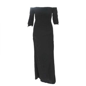 Badgley Mischka Belle of the Ball Gown Formal Maxi Dress Size 6 Black Ruched OTS